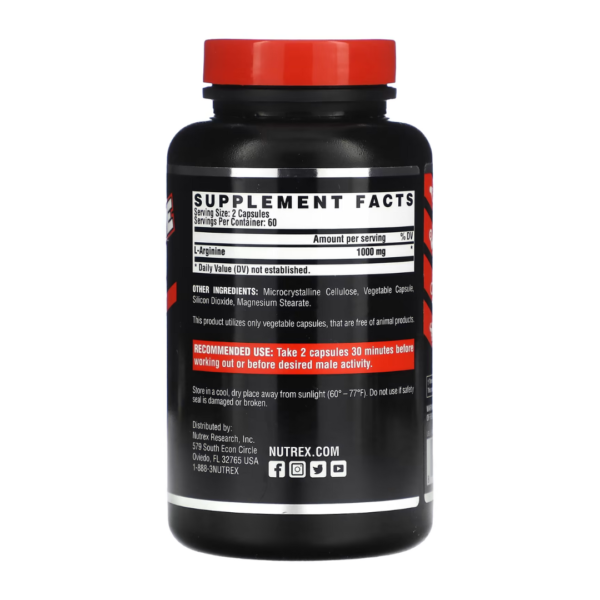 NUTREX L-ARGININE 1000 120 CAP SUPPORTS BLOOD FLOW - Image 2